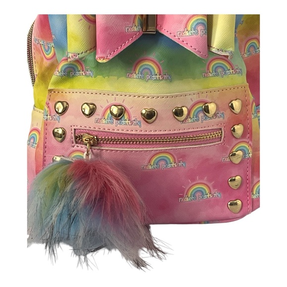 Under One Sky Rainbow Unicorn Backpack with Bow & Pom New with Tag - Picture 2 of 6